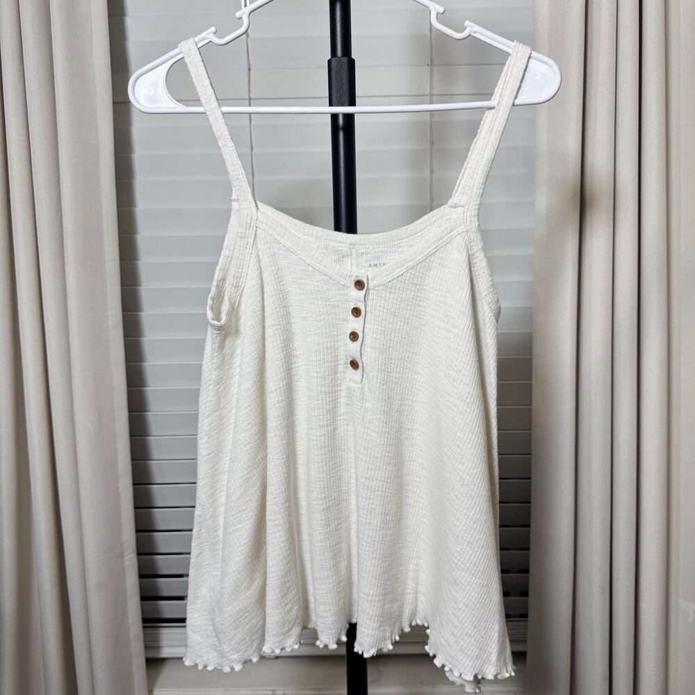 Ivory Ribbed Henley Tank